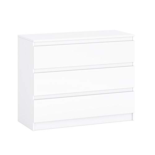 Target Home Kommode mit DREI Schubladen Sideboard Mehrzweckschrank Schrank fur Wohnzimmer Schlafzimmer Kinderzimmer Garderobe Flur 2 Farbvarianten (45x106x84.5 cm LxBxH) (Weiß) von Target Home
