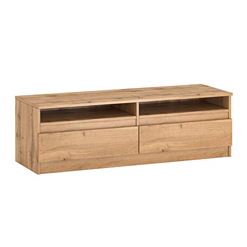 Lowboard TV-Bank TV Lowboard Sideboard Weiß Fernsehschrank Fernsehtisch erhältlich in 2 Abmessungen und 2 Farben (Eiche Wotan, 120x40x38 cm) von Target Home