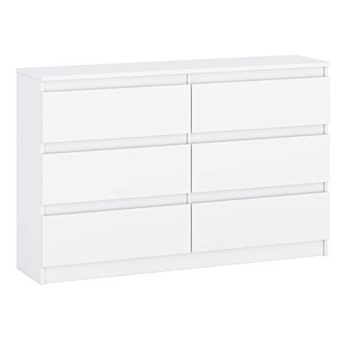 Target Home Sideboard Kommode mit Schubladen Sideboard Mehrzweckschrank Schrank fur Wohnzimmer Schlafzimmer Kinderzimmer Garderobe Flur (White, 6 Schubladen (120x30x77 cm)) von Target Home