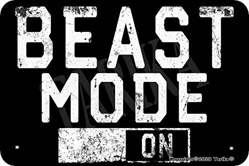 Beast Mode On Metal 8X12 Inch Retro Look Decoration Poster Sign for Home Gym Inspirational Quotes Wall Decor von Tarika