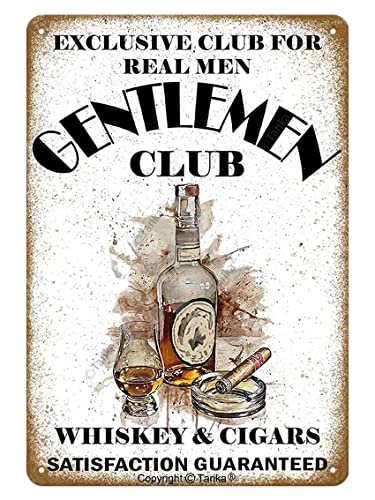 Exklusiver Club for Real Men Gentlemen Club Whiskey and Zigarren Metall 20x30cm Retro Look Dekoration Poster Schild für Haus Garten Garage Inspirierende Zitate Wanddekoration von Tarika