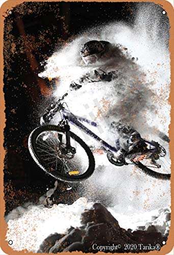 Ride Bike Poster Cool Downhill Snowfield Vintage Look 20 x 30 cm Metall Dekoration Kunst Schild für Zuhause Küche Bad Bauernhof Garten Garage inspirierende Zitate Wanddekoration von Tarika