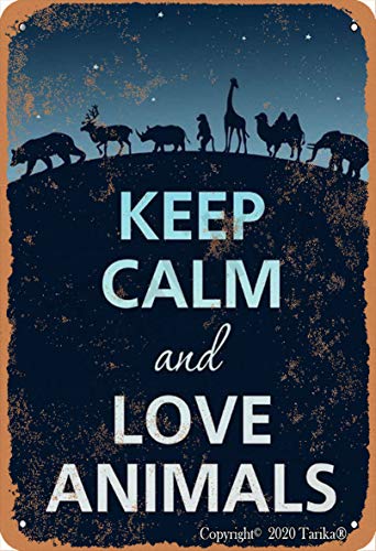 Schild mit Aufschrift "Keep Calm And Love Animal", Retro-Look, Eisen, 20,3 x 30,5 cm, Dekoration für Zuhause, Küche, Badezimmer, Bauernhof, Garten, Garage, inspirierende Zitate von Tarika