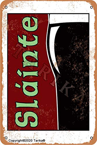 Slainte Bierkrug Retro-Look 20,3 x 30,5 cm Eisen Dekoration Poster Schild für Zuhause, Küche, Bad, Bauernhof, Garten, Garage, inspirierende Zitate Wanddekoration von Tarika