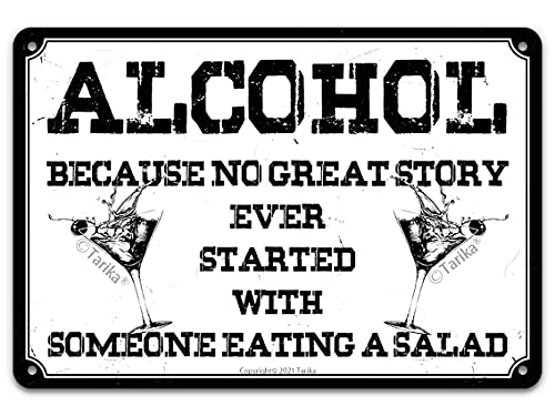 Vintage Retro Metall-Blechschild Alcohol Because No Great Story Ever Started With Someone Eating A Salad for Bar Club Outdoor Street Garage Home Hotel Wandkunst Dekoschilder 30,5 x 20,3 cm Vintage Retro Metall-Blechschild Alcohol Because No Great Story Ever Started With Someone Eating A Salad for Bar Club Outdoor Street Garage Home Hotel Wandkunst Dekoschilder 30,5 x 20,3 cm von Tarika
