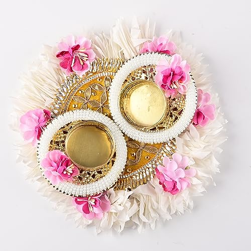 Handcrafted T Light Holder Tealight Candle Stand T-Light Holder Decorative Lighting Accessories for Home Décor Decoration Festival Wedding Fuction and Gifting (White 2 Tlights & Rangoli) von Tarini Gallery