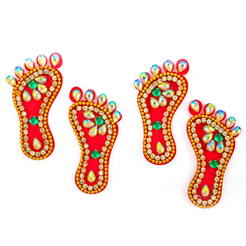 Tarini Gallery Handcrafted Lakshmi Charan Pagla Stickers 2 Pairs Laxmi Padhuka Footsteps Footprint Feet for for Home Office Temple Mandir Pooja Diwali Festival Décor Decoration and Gifting (Size-2") von Tarini Gallery