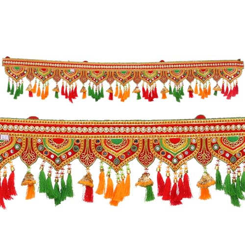 Toran Bandanwaar Dekoration Traditioneller dekorativer Hänger für Wand, Tür, Zuhause, Tempel, Festival, Hochzeit, Party, Dekor und Geschenk (Design-1) von Tarini Gallery