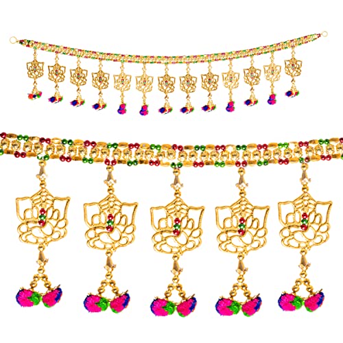 Toran Bandanwaar Hanging for Home Wall Door Temple Festival Wedding Function Party Decoration Décor and Gifting (Ganesh Pompom) von Tarini Gallery