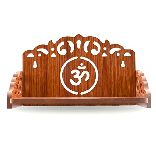 Wooden Wall Mounted Hanging Table top Temple Pooja Mandir God Stand Shelf for Storage and Idols Decoration for Home Office and Gifting (Brown- Om Design1) von Tarini Gallery