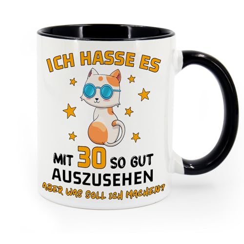 30. Geburtstag Geschenk Tasse mit Spruch Ich Hasse es mit 30 so Gut Auszusehen, Aber was Soll Ich Tun - Kaffeetasse Geschenkideen für Frauen Freund Kollegen zum 30. Geburtstags Tasse Schwarz von Tarklanda