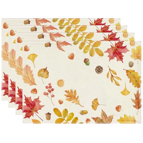 Ahornblätter Herbst Platzsets 4er Set, Herbstlaub Fallen Tischsets Waschbar Platzdeckchen Herbstdeko Tischdeko Herbst Deko Erntedankfest Thanksgiving Küche Party Deko 30x45cm Ahornblätter Herbst Platzsets 4er Set, Herbstlaub Fallen Tischsets Waschbar Platzdeckchen Herbstdeko Tischdeko Herbst Deko Erntedankfest Thanksgiving Küche Party Deko 30x45cm von Tarklanda
