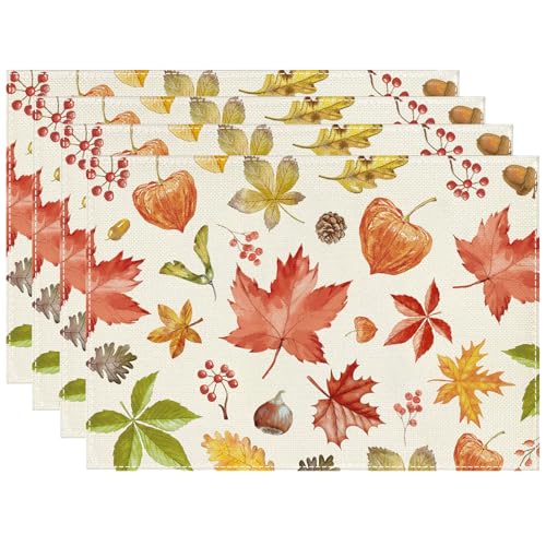 Ahornblätter Tannenzapfen Herbst Platzsets 4er Set, Herbstlaub Fallen Tischsets Waschbar Platzdeckchen Herbstdeko Tischdeko Herbst Deko Erntedankfest Thanksgiving Küche Party Deko 30x45cm Ahornblätter Tannenzapfen Herbst Platzsets 4er Set, Herbstlaub Fallen Tischsets Waschbar Platzdeckchen Herbstdeko Tischdeko Herbst Deko Erntedankfest Thanksgiving Küche Party Deko 30x45cm von Tarklanda