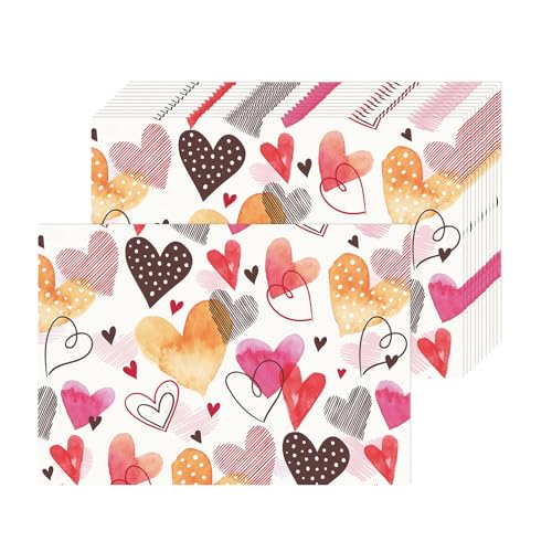 Tarklanda Bunte Herz Papier Tischsets 50 Stück Papier Platzsets Herzform Einweg Platzsets 28x40 cm Papier Platzsets Urlaub Dekor für Küche Esstisch Party Hochzeit von Tarklanda