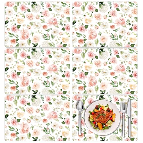 Bunte Platzsets aus Kunststoff mit Blumenmuster, 6er-Set, Sommer-Aquarell-Blumen, waschbare Tischsets für Innen- und Außenbereich, Esstisch, Küche, Urlaub, Party Bunte Platzsets aus Kunststoff mit Blumenmuster, 6er-Set, Sommer-Aquarell-Blumen, waschbare Tischsets für Innen- und Außenbereich, Esstisch, Küche, Urlaub, Party von Tarklanda