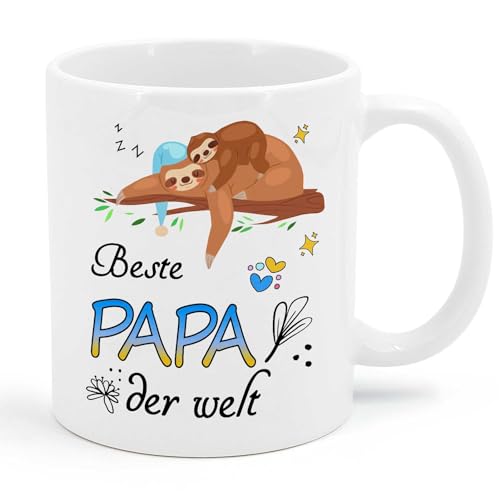 Geschenke Papa Tasse mit Spruch Bester Papa der Welt Faultier Tasse Geburtstagsgeschenk für Papa Kaffeebecher Bester Papa Geschenke von Tochter und Sohn, Geschenke für Papa Geburtstag, Vatertag von Tarklanda