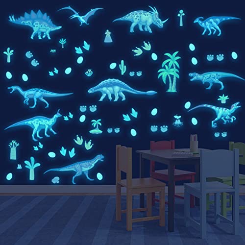 Leuchtende Dinosaurier Wandsticker Selbstklebend Dinosaurier Wandtattoo Kinderzimmer für Glühen im Dunkeln Aufkleber, Dino Leuchtsticker Wandtattoo für Junge Kinderzimmer Schlafzimmer Geschenke von Tarklanda
