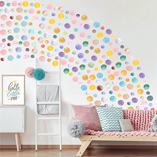 Tarklanda 288 Stück Wandtattoo Punkte Aquarell Polka Dots Wandaufkleber Selbstklebend Kreise Wandtattoo Kinderzimmer Punkte Wandsticker für Mädchen Junge Schlafzimmer Babyzimmer Kinder von Tarklanda