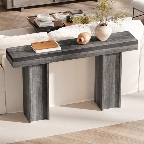 Farmhouse Konsolentisch, rechteckiger Sofatisch aus Holz hinter der Couch, Eingangsbereich, Konsolentisch mit Stauraum für Wohnzimmer, Flur, Eingang (Grau) von Tarnorci