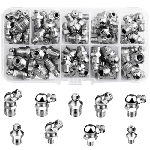 65 Stück Schmiernippel Sortiment, Schmiernippel Sortiment Kit, Schmiernippel Set M6 M8 M10 Gerade und Abgewinkelt 45 ° 90 ° Kegelschmiernippel 65 Stück Schmiernippel Sortiment, Schmiernippel Sortiment Kit, Schmiernippel Set M6 M8 M10 Gerade und Abgewinkelt 45 ° 90 ° Kegelschmiernippel von Tarocat