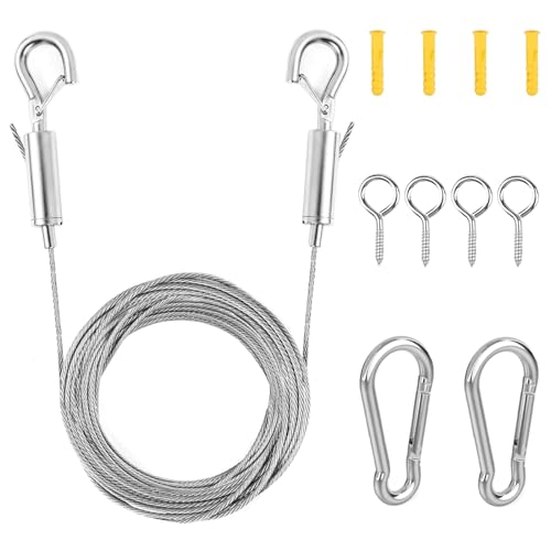 Drahtseil Rankhilfe Set, 5m Einstellbar Stahlseil Seilaufhängung, Edelstahl Spannseil Seilspanngarnitur, 2mm Edelstahlseil für Zeltseil Wäscheleine Kletterpflanzenseil Gardinenseil Drahtseil Rankhilfe Set, 5m Einstellbar Stahlseil Seilaufhängung, Edelstahl Spannseil Seilspanngarnitur, 2mm Edelstahlseil für Zeltseil Wäscheleine Kletterpflanzenseil Gardinenseil von Tarocat