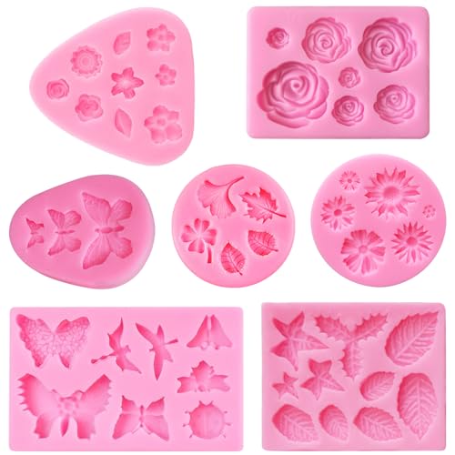 Silikonform Blumen, 7 Stück 3D Blume Silikon Seifen Form, Rose Blumen Fondantformen, Blumen Silikon Fondant Formen für Kuchen Dekoration Schokolade Handgemachte Süßigkeit Herstellung von Tarocat