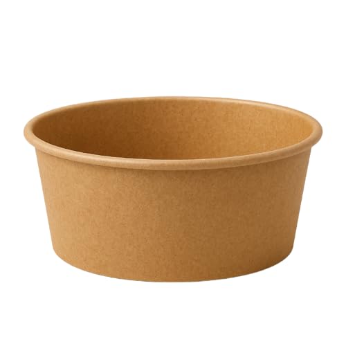 Tarocup BIO Einweg Salatschale/Menüschale/To-Go Schale, braun, mit oder ohne Deckel erhältlich, PLA-beschichtet, 500ml, 750ml, 1000ml, 1300ml (Ohne Deckel, 500 ml) von Tarocup