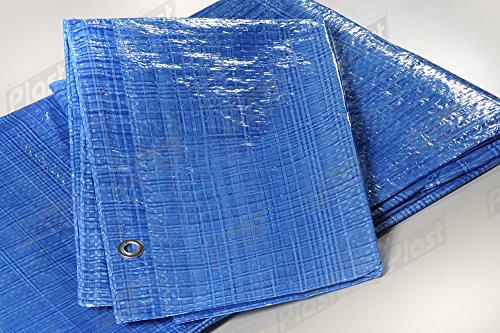 2 x 3m Abdeckplane Bodenplane mit Metall Ringe Bezüge Sunshading Hängematte Zelt tragbar Wasserdicht Bezug Tuch Auto Dach leicht für Outdoor Wandern Camping (Blau) von PLAST