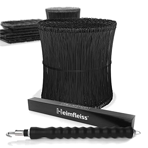 Heimfleiss® Drillapparat Driller + Rödeldraht 1,4 x 100 bis 300 mm (1000 Stk) - Set aus 1x Drahtbinde Rödelzange & Bindedraht ummantelt Sackverschluss -Betonbindedraht Ösendraht Drill Draht von Heimfleiss