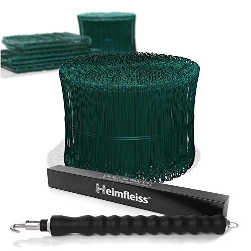 Heimfleiss® Drillapparat Driller + Rödeldraht 1,4 x 100 bis 300 mm (1000 Stk) - Set aus Drahtbinder Rödelzange & Bindedraht ummantelt Sackverschluss - Betonbindedraht Ösendraht Drill Draht von Heimfleiss
