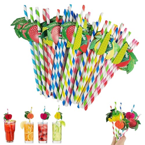 Tarqite 50 Stück 3D Frucht Papier Strohhalmen, Cocktail Strohhalme, Bunte Papier Trinkhalme, Hawaii Party Deko, Biologisch Abbaubare Strohhalme für Party, Strand, Hochzeit Tarqite 50 Stück 3D Frucht Papier Strohhalmen, Cocktail Strohhalme, Bunte Papier Trinkhalme, Hawaii Party Deko, Biologisch Abbaubare Strohhalme für Party, Strand, Hochzeit von Tarqite