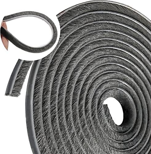 Tarqite Bürstendichtung Selbstklebend, 10 m (L) x 9 mm (B) x 15 mm (D) Türbodendichtung Insektenschutz, Dichtungsbürste Zugluftstopper für Rolladen,Schiebetür,Fenster,Tür,Kleiderschränk, Grau von Tarqite