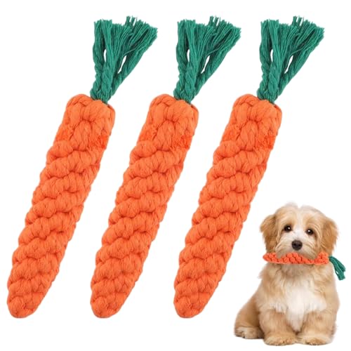 Tarqite Hundespielzeug Karotte, Robustes Hundespielzeug Seil, Kauspielzeug für Welpen, Zerrspielzeug Hund für Kleine Mittelgroße Welpen von Tarqite