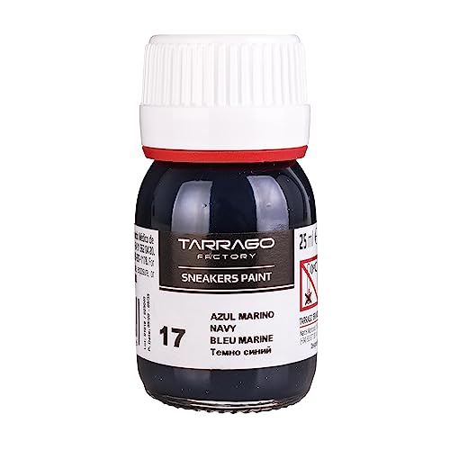 Tarrago | Sneakers Paint 25 ml mit Pinsel und Schwamm | Grundfarben | Farbe für Sneakers und Turnschuhe für Leder, Kunstleder und Segeltuch (Marineblau 17) von Tarrago