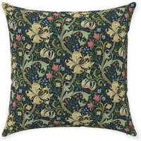 William Morris Kissenbezug | Baumwoll Twill Print Stoff Vintage Goldenes Lilien-Entwurfs-Muster Dunkel Schwarz Golden Floral Dekoratives Kissen von Tarragonia