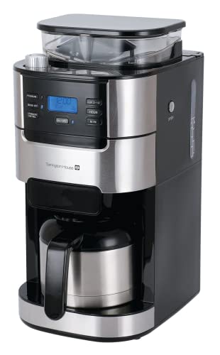 Tarrington House CMG0917TH Kaffeemaschine mit Mahlwerk - Kapazität für bis zu 10 Tassen - Automatisches Mahlwerk - Automatische Zufuhr - Thermokanne - 31.4 x 21.3 x 43 cm 1 L 1000 W - Schwarz Silber von Tarrington House