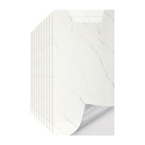 Tarwanear Fliesenaufkleber Marmor 60cm x 30cm Klebefliesen Wasserfest 10 Stück Selbstklebende Wandpaneele mit Steinoptik für Küche und Badezimmer (cremefarben) von Tarwanear