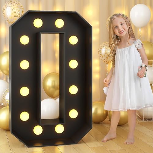 Tashace Festzeltzahlen, leuchtende Buchstaben, Schwarze Party-Dekoration for den 1., 16., 18. und 21. Geburtstag, Jahrestag, Hintergrund, Pappschild, Mosaik-Ballonrahmen(Number 0,120cm/4FT) von Tashace