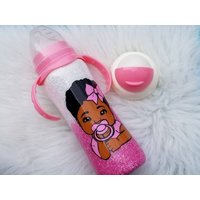 Hogg Customized Glittered Edelstahl Mädchen Babyflasche Mit Konverter Geschenk-Set von TashasKre8tiveCorner
