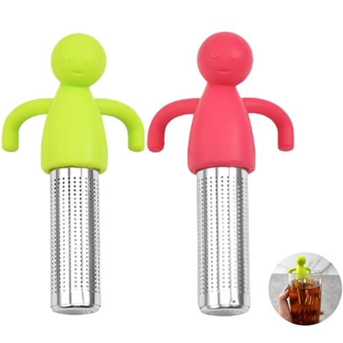 2 Stück Teesieb, Teesieb für Losen Tee Teebeutel, Teefilter Edelstahl, Kreativer Humanoider Teebrüher mit Griffen, Teeei für Losen Tee für Teeliebhaber, Freunde und Familie von Tashce