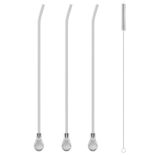3 Stück Strohhalme Edelstahl mit Löffel, Wiederverwendbare Trinkhalme Edelstahl, Strohhalm Löffel mit Reinigungsbürste, Spülmaschinenfeste, Mate-Strohhalme für Tee, Stanley-Cups & Mehr (30.5cm) 3 Stück Strohhalme Edelstahl mit Löffel, Wiederverwendbare Trinkhalme Edelstahl, Strohhalm Löffel mit Reinigungsbürste, Spülmaschinenfeste, Mate-Strohhalme für Tee, Stanley-Cups & Mehr (30.5cm) von Tashce