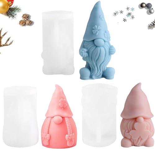Tashce 3D Wichtel Silikonform, Kerzenformen zum Gießen Kerzen Silikonform Kerze Weihnachtsmann, Weihnachten Kerzenform Silikonform Kerzen Selber Machen Set für Herstellung Von Kerzen Aromatherapie von Tashce