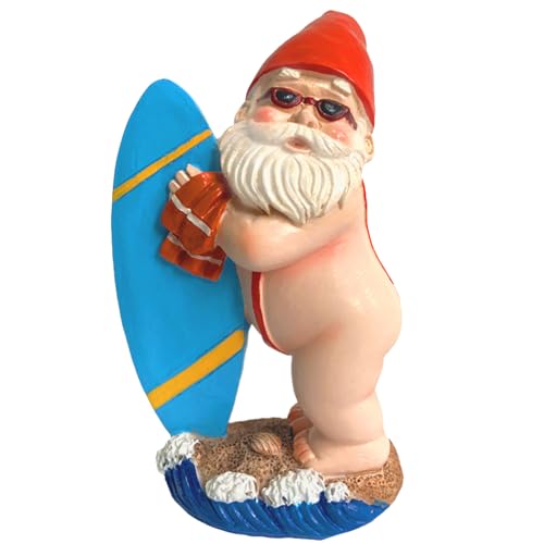 Lustiger Gartenzwerg mit Surfbrett - Surfen Zwerg Gartenzwerge für Außen, Lustige Gartendeko für Draußen, Handgefertigte Resin-Figur für Balkon, Terrasse & Rasen (15cm) von Tashce