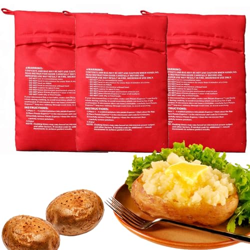 Mikrowellen Kartoffelbeutel, Mikrowellen-Garer, Kartoffel Tasche, Wiederverwendbarer Mikrowelle Beutel, Mikrowelle Kochbeutel für Kartoffeln, Maiskolben, Kochtasche Mikrowelle (3 Stück) von Tashce