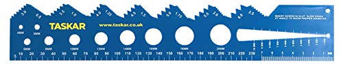 Taskar Schraubendurchmesser & Gewindesteigungsmesser Lineal (metrisch) von Taskar