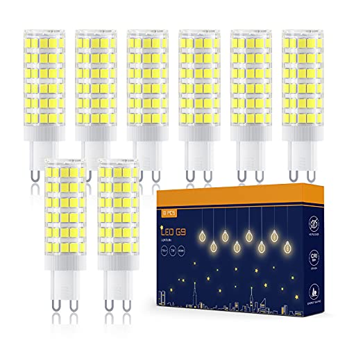 TASMOR 7W G9 LED Lampen, G9 LED Leuchtmittel 700lm, 6500K kaltweiß und Kein Flackern LED G9 Ersatz 70W Halogenlampe, 360°Abstrahlwinkel, Nicht dimmbar, 8er Pack, 16x62mm von TASMOR