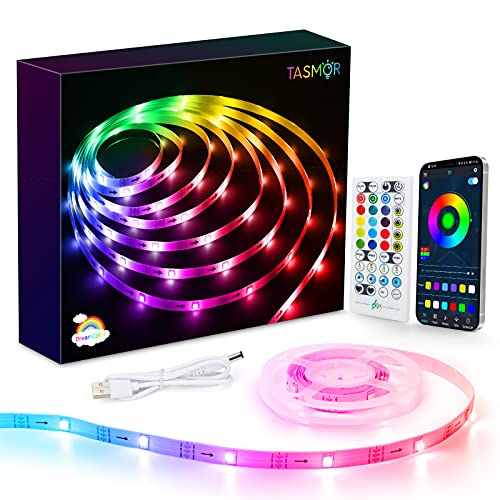 Tasmor RGB+IC LED Strip 5m, USB LED Band 5m Steuerbar via App, LED TV Hintergrundbeleuchtung Sync mit Musik, USB LED Streifen 5m LED Beleuchtung für Party Schlafzimmer Gaming Deko von TASMOR