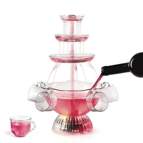 3-Stufiger Elektrischer Springbrunnen für Getränke, 1,5 Gallonen Champagnerbrunnen mit 5 Gläsern, Partybrunnen mit LED für Cocktails/Rotwein/Bier/Saft usw. 3-Stufiger Elektrischer Springbrunnen für Getränke, 1,5 Gallonen Champagnerbrunnen mit 5 Gläsern, Partybrunnen mit LED für Cocktails/Rotwein/Bier/Saft usw. von Tasofac
