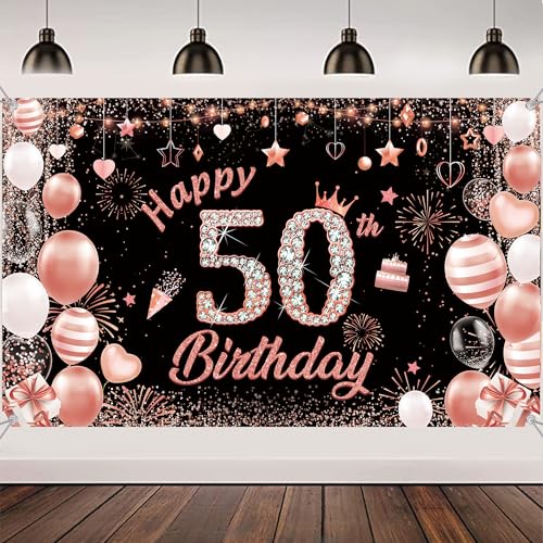 Tasoraor Deko 50. Geburtstag Frau Banner - 50. Geburtstagsdeko Happy Birthday Hintergrund 180 x 110 cm, Stoff Geburtstagsbanner für 50 Jahre Geburtstagsparty Dekoration Tasoraor Deko 50. Geburtstag Frau Banner - 50. Geburtstagsdeko Happy Birthday Hintergrund 180 x 110 cm, Stoff Geburtstagsbanner für 50 Jahre Geburtstagsparty Dekoration von Tasoraor