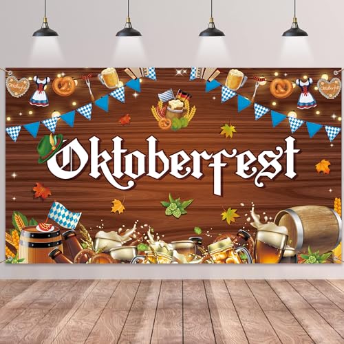 Tasoraor Oktoberfest Deko Party Banner - Bayerische Dekoration Hintergrund 180 x 110 cm, Stoff Bayrische Dekorationen für Bierfest Drinnen und Draußen Feierlichkeiten von Tasoraor